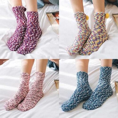 Christmas Women Girls Thicken Bed Sleeping Socks Fluffy Warm Winter Soft Floor Socks Cake Socks Coral Velvet Sock