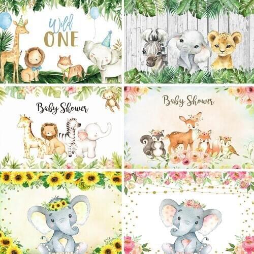 Safari Jungle Birthday Party Background Newborn Baby Birthday Photo Backdrop Wind One Happy Birthday Kids Baby Shower Backdrops