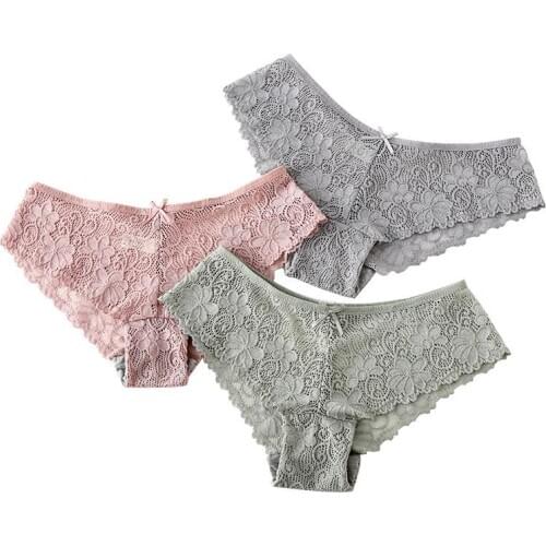 Sexy ladies panties Breathable briefs lace openwork cotton bottom womens shorts perspective womens underwear