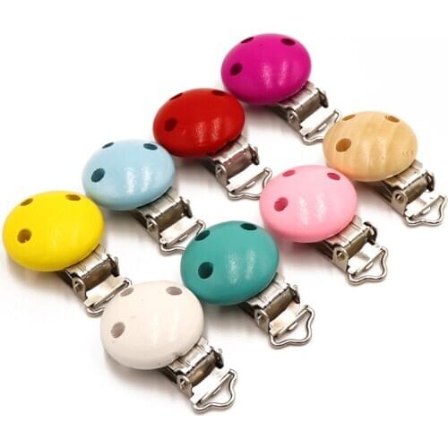 TYRY.HU 3pcs Metal Wooden Baby Pacifier Clips Holders Cute Infant Soother Clasps Holders Accessories Diy Tool Toys