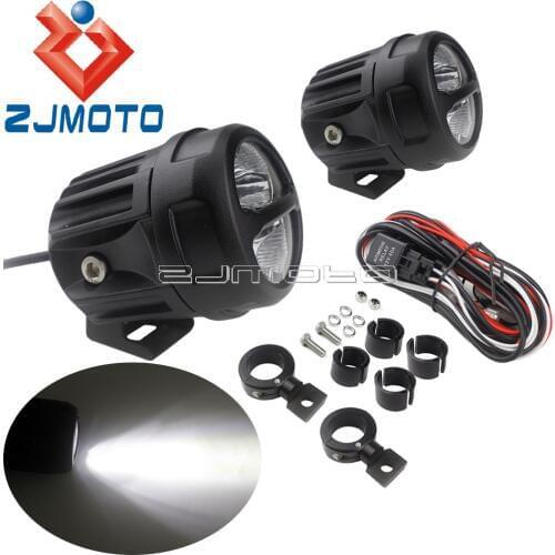 Universal Motorcycle Spot Lights LED Auxiliary Fog Light For BMW Honda Yamaha Suzuki Kawasaki Custom w/ 1-1/4" 1" Tube