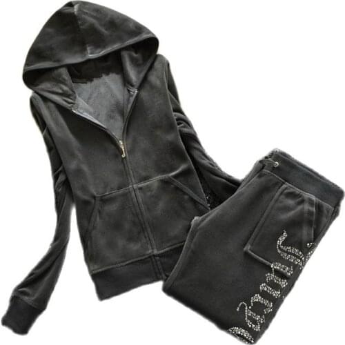 Spring/Fall 2022 Womens Brand Velvet Fabric Velour TrackSuits Suit Women Hoodies And Pants XXXL Large Size