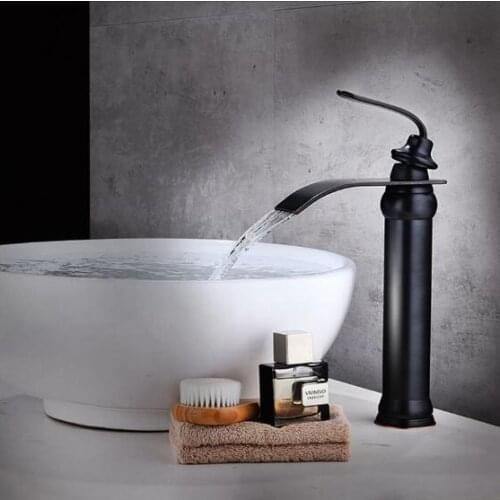 Vidric New Arrivals brass Basin Faucet hot and cold Waterfall Faucet single lever black oil Brushed bathroom sink faucet basin t