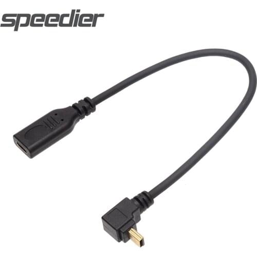 Up Down Left Right Mini USB Cable 5Pin Male To USB 3.1 Type C Female Mini USB 2.0 Data Adapter Converter 3A Charging Cable 25cm