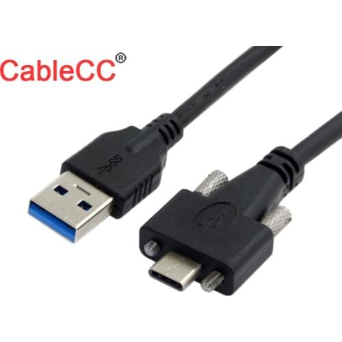 Xiwai USB 3.1 Type-C Dual Screw Locking to Standard USB 3.0 Data Cable 1.2m Panel Mount Type