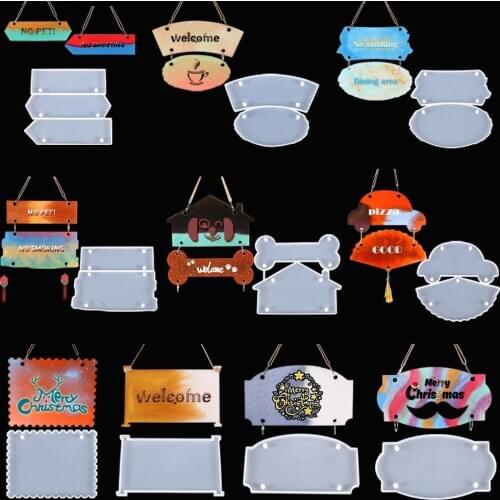1PC Double Clear Silicone Indicator Signs Dog Welcomes Card Epoxy Resin Mold DIY Door Number Plate Resin Mold Art Crafts Tools