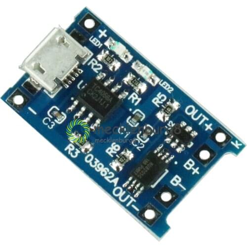 10PCS Micro USB 5V 1A 18650 TP4056 Lithium Battery Charger Module Charging Board With Dual Functions Automatic Protection