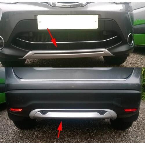 2pcs ABS Front&Rear Bumpers Skid Bumper Cover Protector Molding Fit For Nissan Qashqai 2014 2015 2016