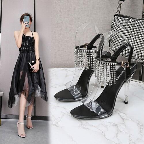 2021 Transparent High Heels Summer New Sandals Womens Candy Colors Shoes Waterproof Platform Water Drill Sexy Fairy Stilettos