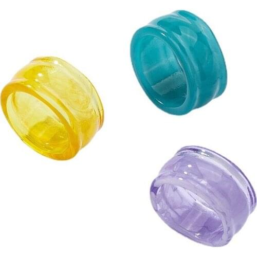 3 Pieces/Set Ins Transparent Candy Acrylic Resin Acetic Acid Irregular Finger Rings Trendy Korean Fashion Women Party Jewelry