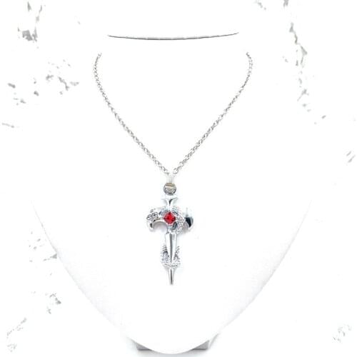 Stars with the same tide brand sword snake pendant personalized fashion mens snake cross necklace creative student jewelry