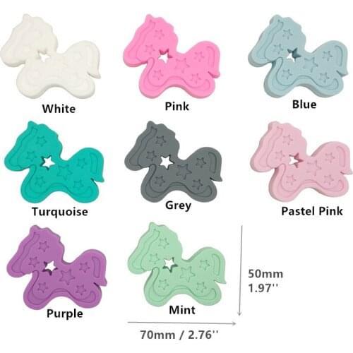 Chenkai 50PCS BPA Free Silicone Horse Teether Chewable Hobbyhorse Pendant Beads DIY Baby Dummy Teether Toy Crafts Cockhorse