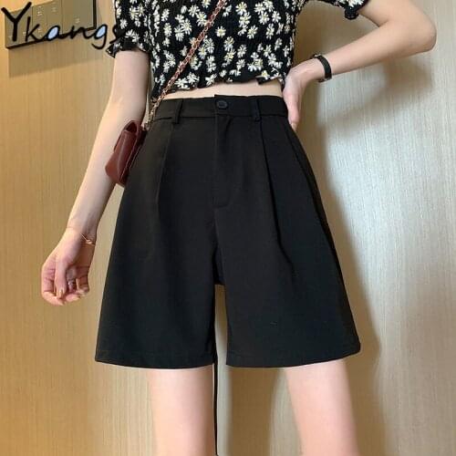 Black Plus Size Suit Shorts New All-match Slim Womens High Waist Shorts Summer Fashion Breathable Casual Ladies Sports Shorts