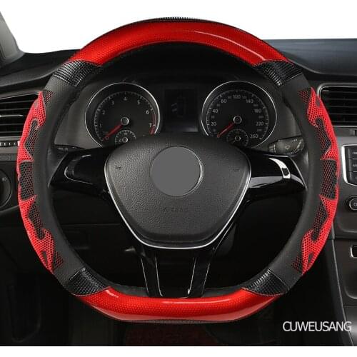 CUWEUSANG Carbon Fiber Leather Car Steering Wheel Cover For Chevrolet Cruze Captiva Lacetti Aveo Niva Spark Sonic Trax Camaro