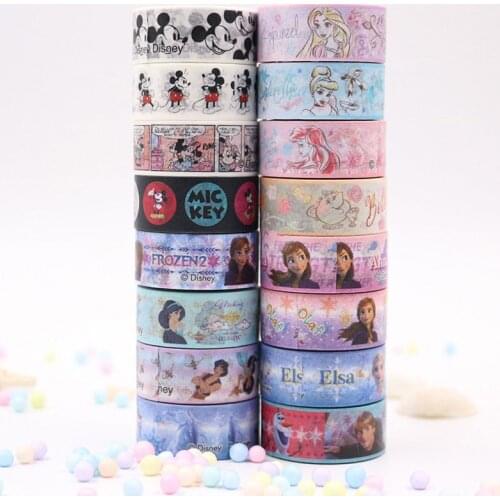 Disney Princess Washi Tape Sticker Frozen Cinderella Mermaid Mickey Mouse Color tearable decorative stationery stickers Toys