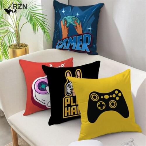 Cartoon Decorative Pillowcases Black Yellow Game Controller Game Keyboard Pattern for Living Room Bedroom Sofa Cushion Cover