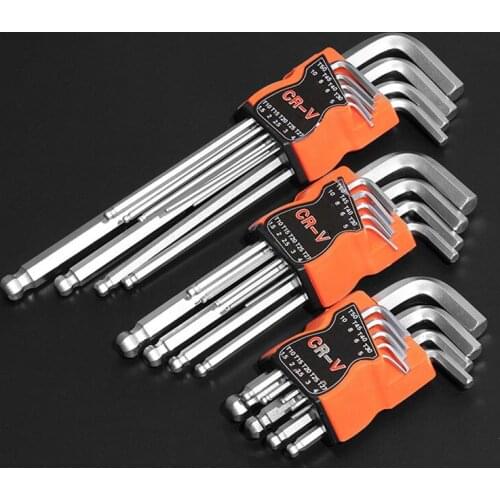 9PCS Hex Wrench Set Double-End L Type Allen Key Hexagon Flat Ball Torx Star Head Spanner Hex Key Set Screwdriver Hand Tools