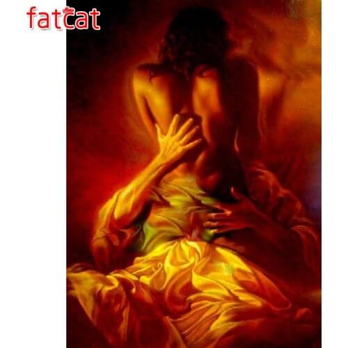 FATCAT 5d diy diamond painting kits abstract couple full square round diamond embroidery sale wall decoration AE3055