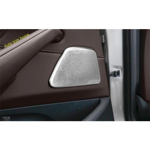 Lapetus Interior Rear Door Stereo Speaker Audio Net Cover Trim 2 Pcs For BMW 5 Series Sedan G30 530I 2017 - 2021 Stainless Steel