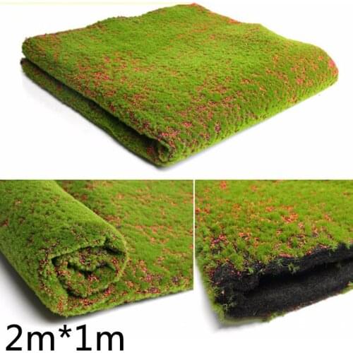 1*Artificial Moss 1Mx2M Coffee Artificial Moss Fake Green Plants Grass For Shop Patio Wall Home Garden Decor DIY Moss