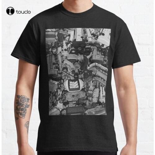 Jdm Engines Pattern / Stickerbomb (Black And White Version) Classic T-Shirt Cotton Tee Shirt
