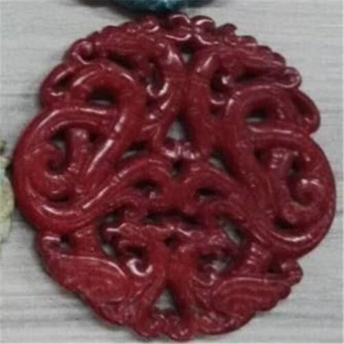 Classic Sculpture Pendant Chinese Ancient Vintage Red Semi Precious 6mm Onyx Beads Stone Tassel Pendant Necklace DIY Jewelry