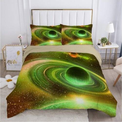 Galaxy bedding set Europe King Single Duvet cover set pillow case Bed linens Quilt cover 240x260 240x220 Black green