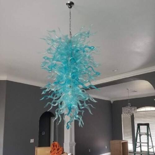Pretty Lighting Fixture Chandelier Glass Cover High Ceiling Pendant Lamps