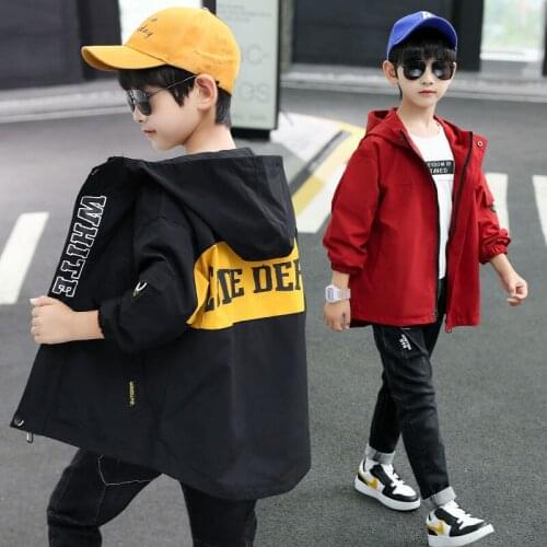 Boys Spring Autumn Coats Kids Jackets Toddler Hooded Windbreaker With Pocket Children Zipper Outerwear Baby Clothes