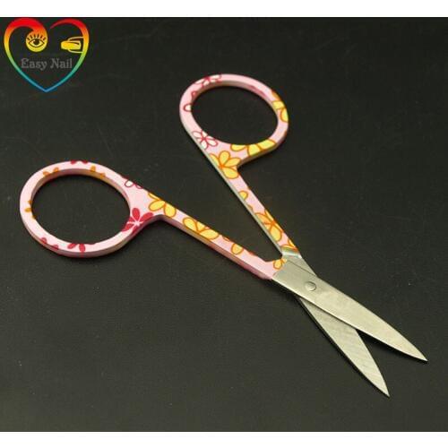 Easy Nail 2pcs Professional Pink pattern Muti. Nail Scissor Manicure For Nails Eyebrow Nose Eyelash Cuticle Scissors Curved