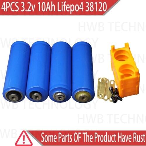 4pack 3.2v Lifepo4 lithium polymer battery 38120 cell 10Ah STD discharge 30A max 50A for 12v 10ah ebike UPS power HID light