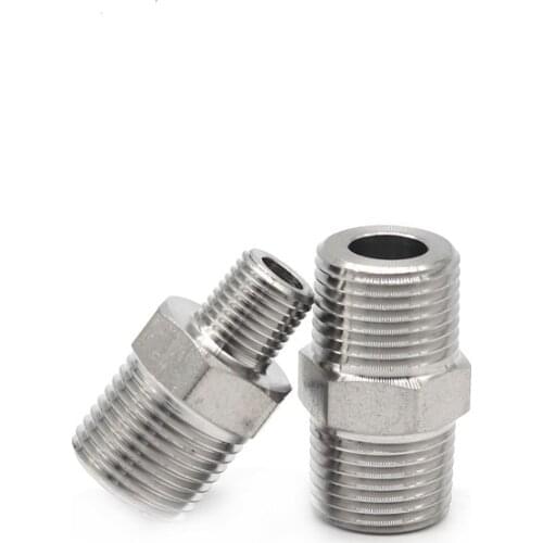 M14 M16 M18 M20 1/4" 3/8" 1/2" 3/4" BSP NPT Male Thread 304 Stainless Steel Hex Nipple High Pressure Pipe Fitting Connector