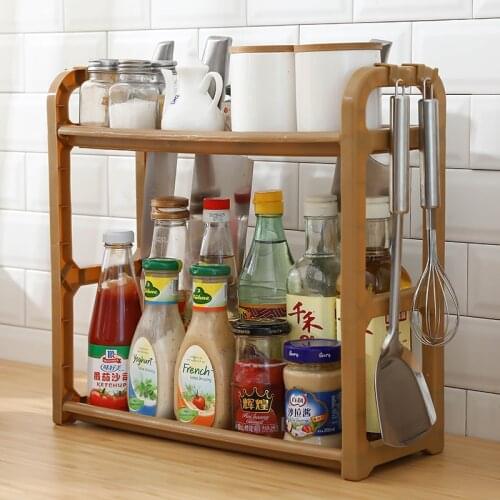 Multipurpose Storage Rack Kitchen Spice Sauce Storage Cabinet Stand Storage Racks Stackable Shlef Organizer