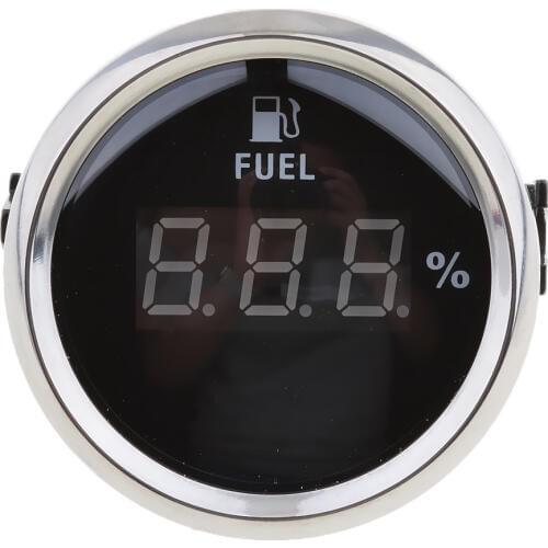 Marine Boat Car Digital Fuel Level Gauge 0ohm -190ohm 52mm 316L Stainless Steel Black Chrome
