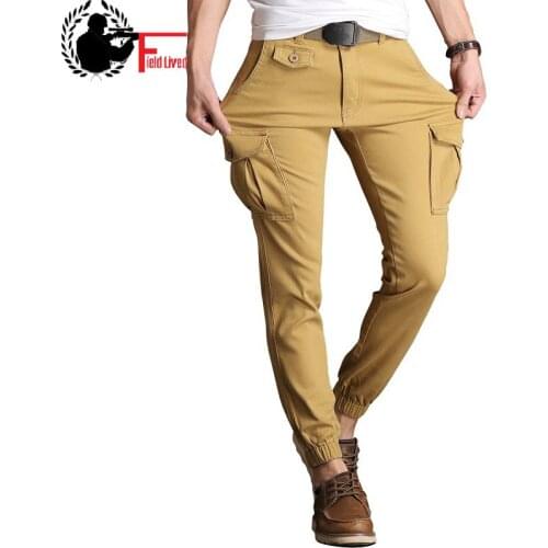 Mens Slim Fit Trousers Stretch Skinny Pants Tactical Military Cargo Pants Multi Pocket Cotton Ankle Length Male Jogger