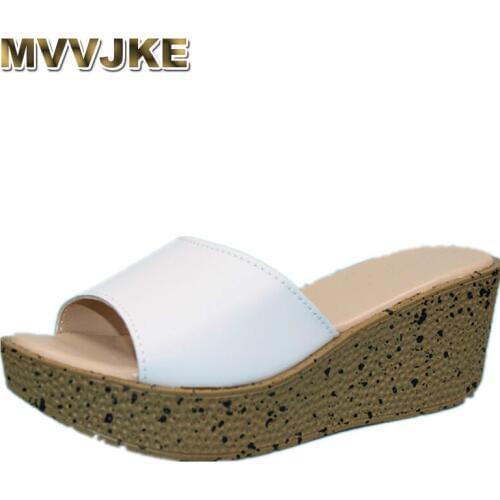 MVVJKE 2018 shoes women Summer Sandals leather sandals round toe leisure joker Trifle ladies slippers footwear flip flops