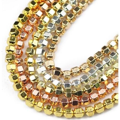 Natural Stone Rose Gold Silvers 18 Faceted Round Hematite Beads 4mm Spacer Loose Beads For Jewelry Making Diy Bracelet Necklace