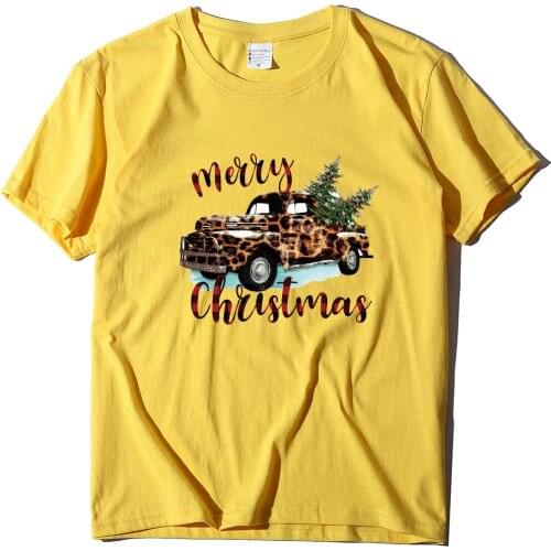 Zuolunouba New Arrival Casual Short Sleeve Christmas Car Print Cotton Harajuku Women T-shirts Large Size Tees Tops Girl