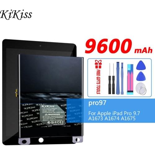 KIKISS New Original 9600mAh Tablet Battery for Apple iPad Pro 9.7 A1673 A1674 A1675 Replacement High Capacity Bateria +Tools