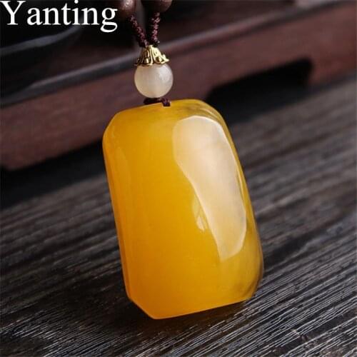 Yanting Women Necklace Imitation Beeswax Pendant Necklaces For Women Female Gift Vintage Ethnic Wood Beads Long Necklace 0154