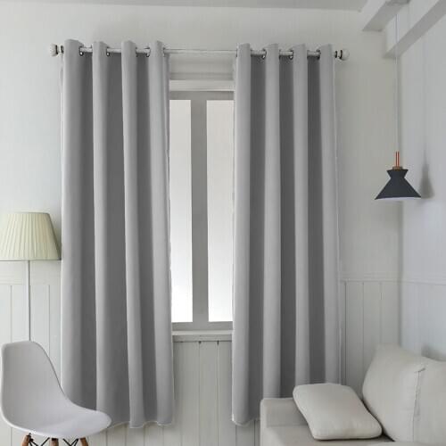 Solid grey microfiber blackout tube curtain for window treatment 2 panels