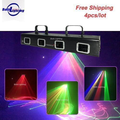 4 head DMX RGB full color Laser Scanner Beam Projector Equipment Stage Lighting PRO DJ Party Disco Show Professional Lights