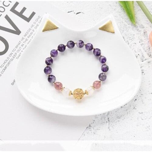 Simple Elegant Natural Amethyst Bracelet for Women Girls Transport Lucky Marriage Original Romantic Birthday Gift DIY Jewelry