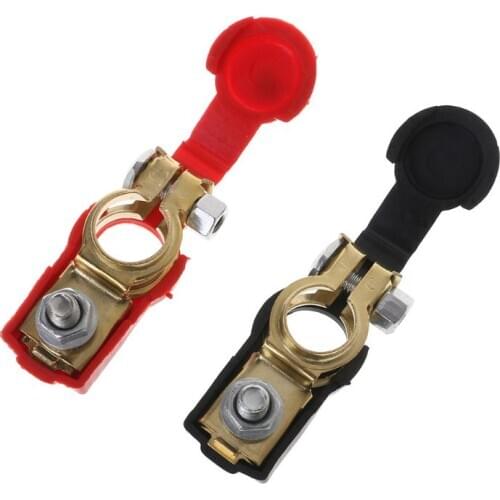 Auto Car Battery Terminal Connector Battery 1 Pair Quick Release Battery Terminals Clamps Cap Clips Copper For Car Caravan