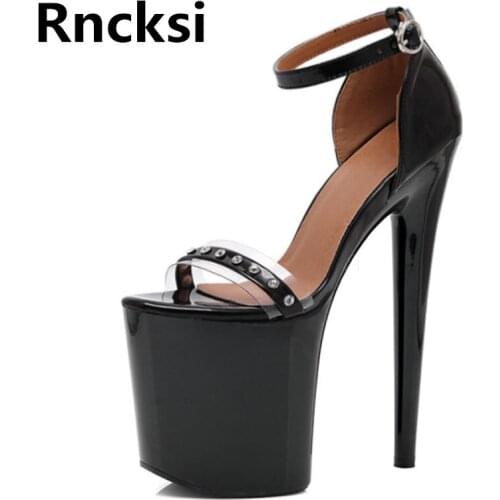 Rncksi Summer Peep Toe Pole Women Shoes Ultra 20cm High Heels Sandals Platform Designer Summer Shoes Open Toe Ladies Sandals