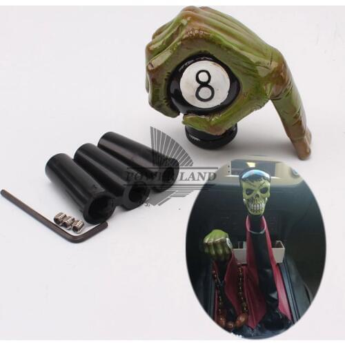 1set Green Skull Hand Snoker 8 Ball Style Car Gear Knob Handles Gear Shift Knob Manual Shifter Shift Lever Knob Handbrake Covers