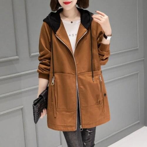 Spring Autumn Women Coat Hooded Jacket Long Sleeve Basic Jackets Lady Casual Windbreaker Female Outerwear Plus Size Loose Tops
