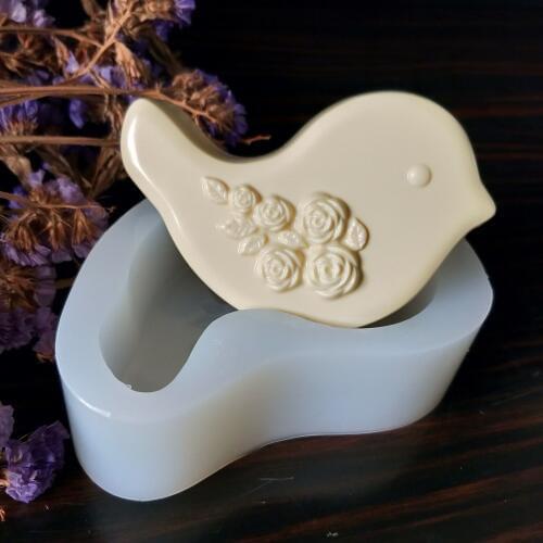 DW0159 PRZY Silicone Mold Rose Soap Molds Gypsum Chocolate Candle Candy Mold Clay Resin Cute Bird with Flower Moulds