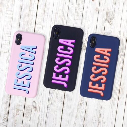 Drop Shadow 3D Personalized Customize Name Initials Soft Silicone Candy Case For iPhone 12 11 Pro XR 8 8Plus X XS Max 6S 7 7Plus