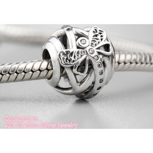 Spring 100% 925 Sterling Silver Dreamy Dragonfly Charm, Clear CZ Charm Beads Fit Original Brand Charms Bracelet jewelry
